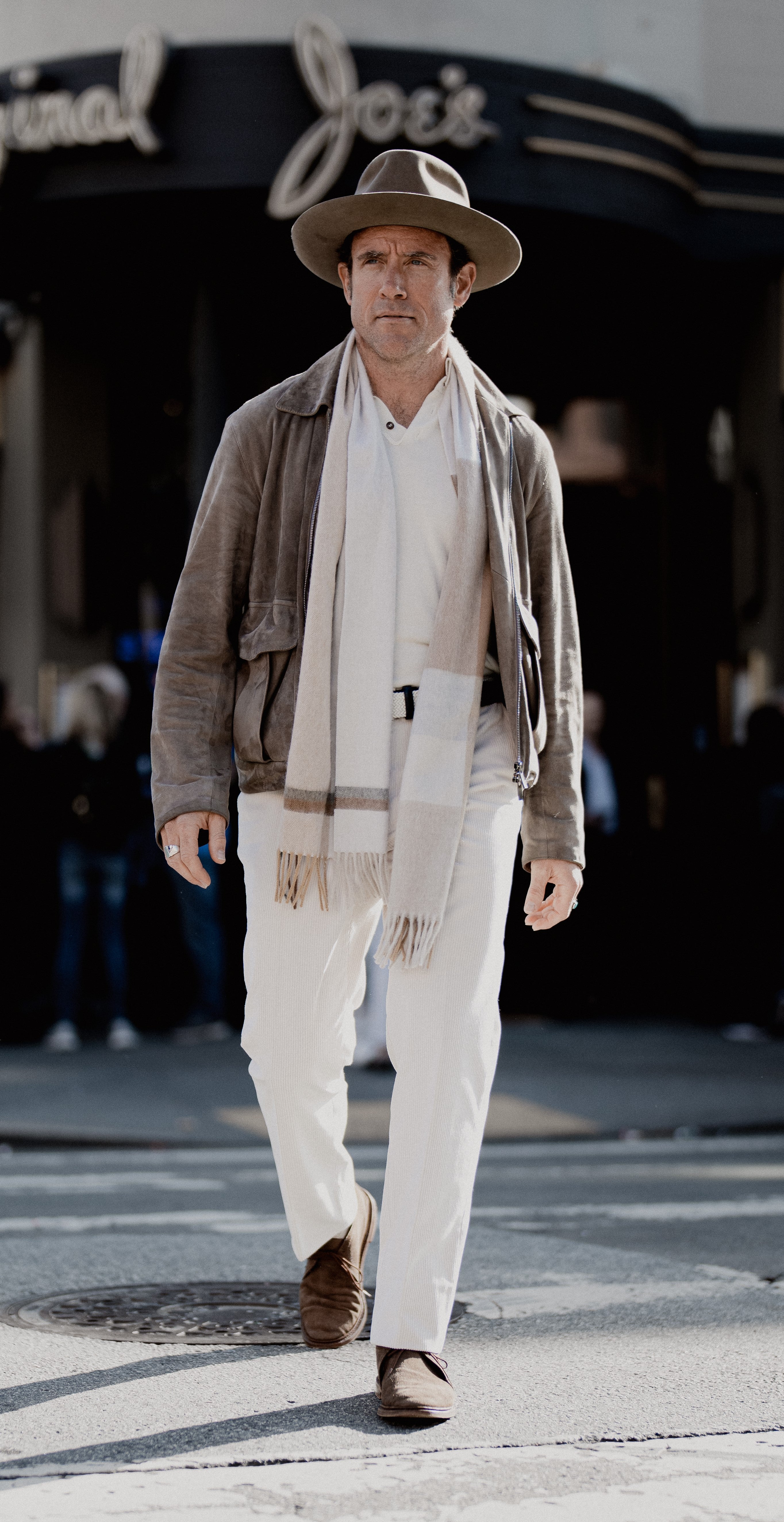 Off white corduroy big wale trousers